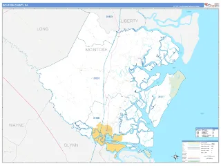 McIntosh County, GA Business Reference style ZIP Code wall map