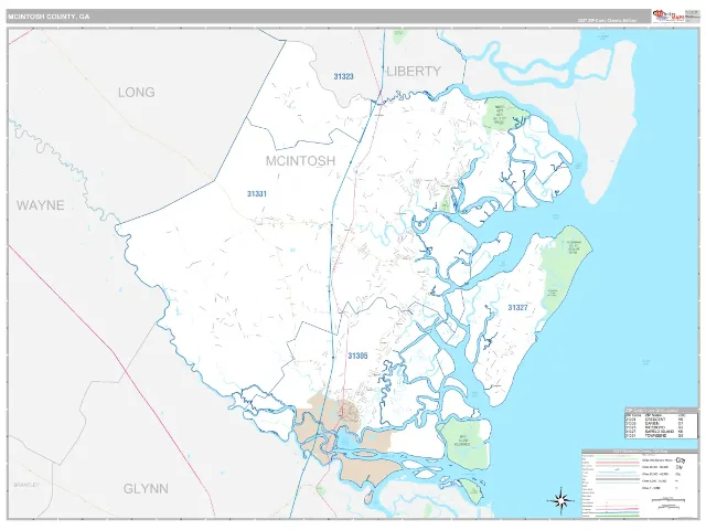 McIntosh County, GA ZIP Code Wall Map, Classic style