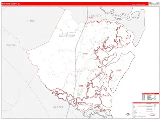 McIntosh County, GA RedLine style ZIP Code wall map