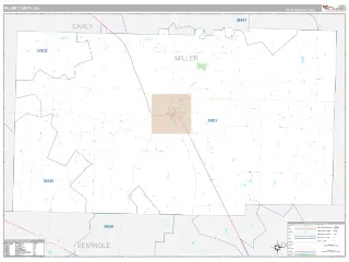 Miller County, GA Classic style ZIP Code wall map