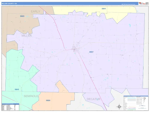 Miller County, GA ZIP Code Wall Map, ColorCast style