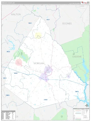 Morgan County, GA Classic style ZIP Code wall map