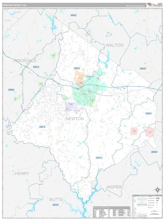 Newton County, GA ZIP Code Wall Map, Classic style