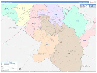 Oconee County, GA ColorCast style ZIP Code wall map