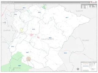Oglethorpe County, GA Classic style ZIP Code wall map
