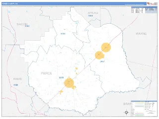 Pierce County, GA Business Reference style ZIP Code wall map