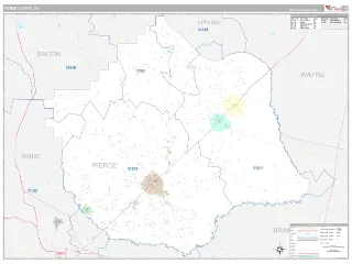 Pierce County, GA Classic style ZIP Code wall map