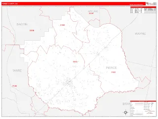 Pierce County, GA RedLine style ZIP Code wall map