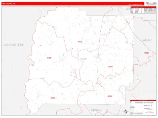 Pike County, GA RedLine style ZIP Code wall map