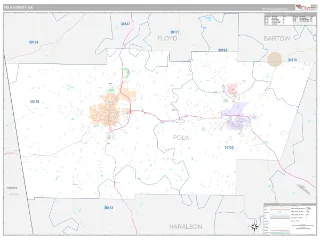 Polk County, GA Classic style ZIP Code wall map