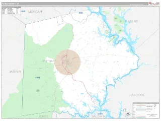 Putnam County, GA Classic style ZIP Code wall map