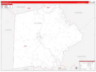 Putnam County, GA RedLine style ZIP Code wall map
