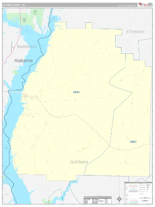 Quitman County, GA Classic style ZIP Code wall map