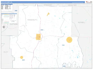 Randolph County, GA Business Reference style ZIP Code wall map