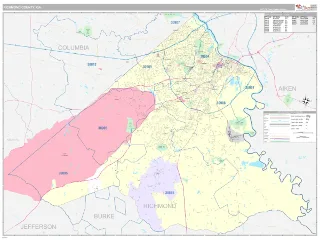 Richmond County, GA Classic style ZIP Code wall map