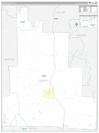 Schley County, GA Classic style ZIP Code wall map