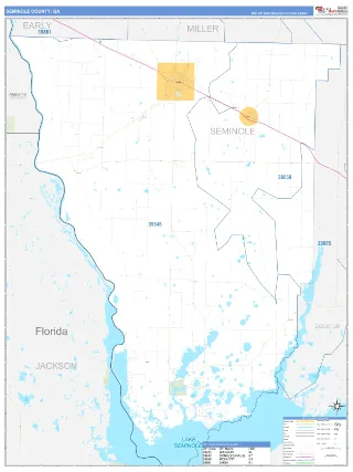 Seminole County, GA Business Reference style ZIP Code wall map