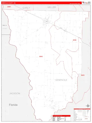 Seminole County, GA RedLine style ZIP Code wall map