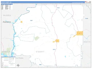 Stewart County, GA Business Reference style ZIP Code wall map
