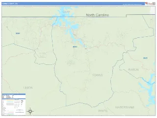 Towns County, GA Business Reference style ZIP Code wall map