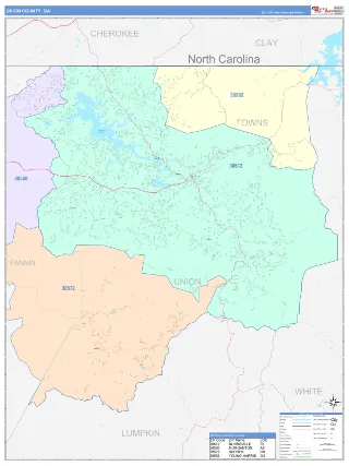 Union County, GA ColorCast style ZIP Code wall map