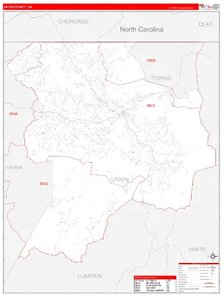 Union County, GA RedLine style ZIP Code wall map