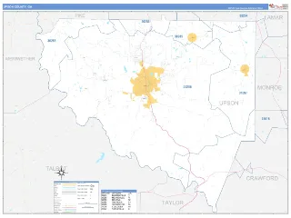 Upson County, GA Business Reference style ZIP Code wall map