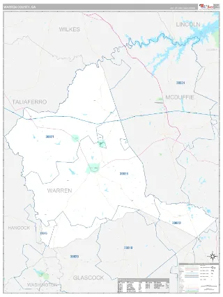 Warren County, GA Classic style ZIP Code wall map