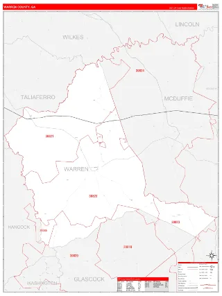 Warren County, GA RedLine style ZIP Code wall map