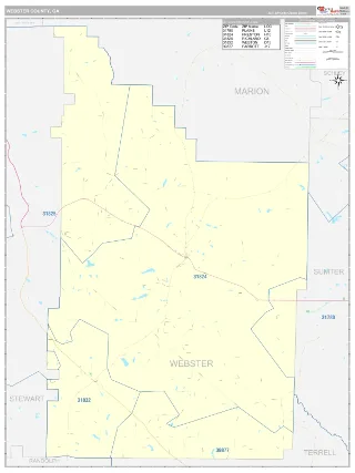 Webster County, GA Classic style ZIP Code wall map