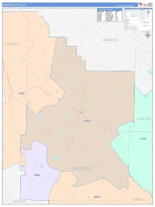 Webster County, GA ColorCast style ZIP Code wall map