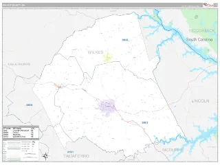 Wilkes County, GA Classic style ZIP Code wall map