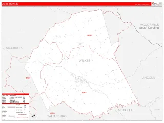 Wilkes County, GA RedLine style ZIP Code wall map