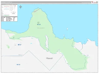 Kalawao County, HI Classic style ZIP Code wall map