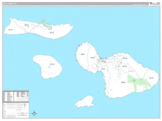 Maui County, HI Classic style ZIP Code wall map