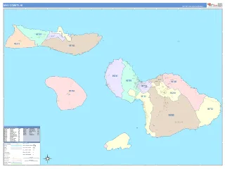 Maui County, HI ColorCast style ZIP Code wall map