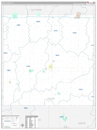 Adair County, IA Classic style ZIP Code wall map
