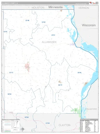 Allamakee County, IA Classic style ZIP Code wall map
