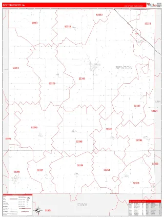 Benton County, IA RedLine style ZIP Code wall map