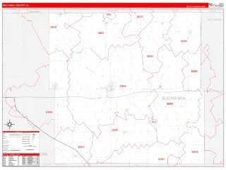 Buchanan County, IA RedLine style ZIP Code wall map
