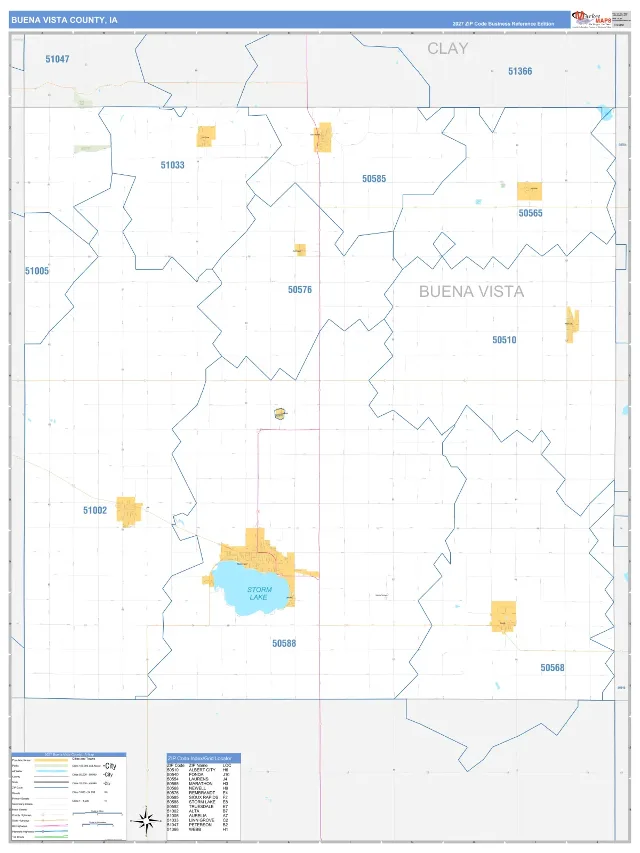 Buena Vista County, IA ZIP Code Wall Map, Business Reference style