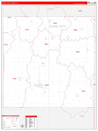 Buena Vista County, IA RedLine style ZIP Code wall map