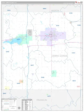 Cerro Gordo County, IA Classic style ZIP Code wall map