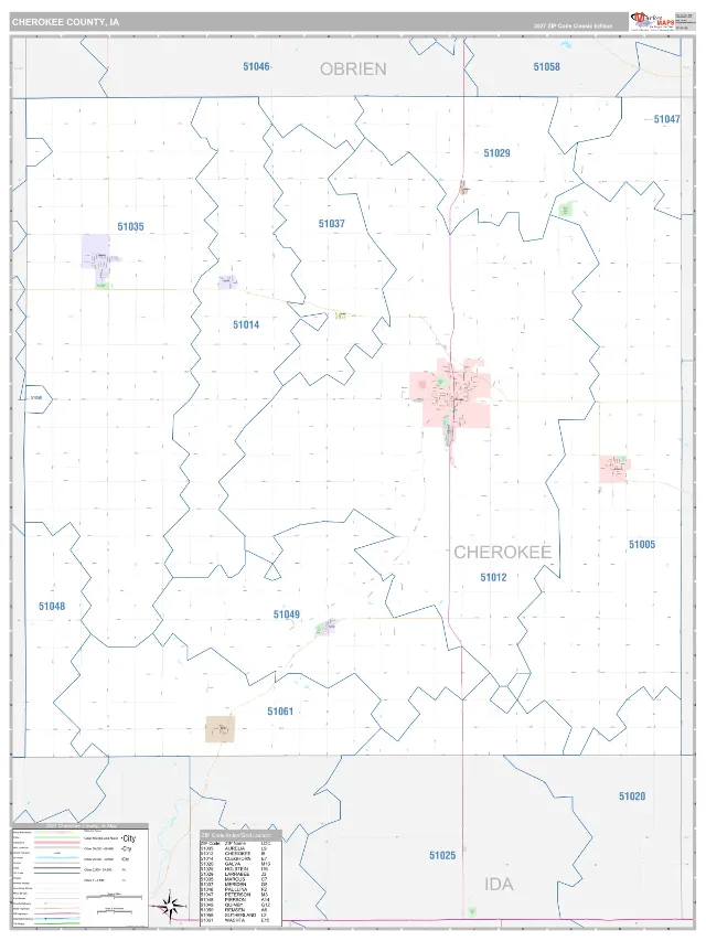Cherokee County, IA ZIP Code Wall Map, Classic style