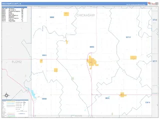 Chickasaw County, IA Business Reference style ZIP Code wall map