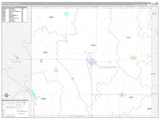 Chickasaw County, IA Classic style ZIP Code wall map