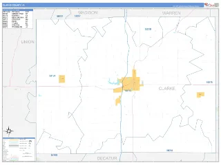 Clarke County, IA Business Reference style ZIP Code wall map