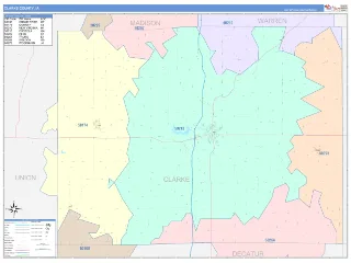 Clarke County, IA ColorCast style ZIP Code wall map