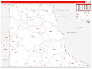 Clayton County, IA RedLine style ZIP Code wall map