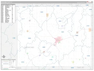 Crawford County, IA Classic style ZIP Code wall map